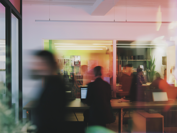 Professional team collaborating in modern office environment